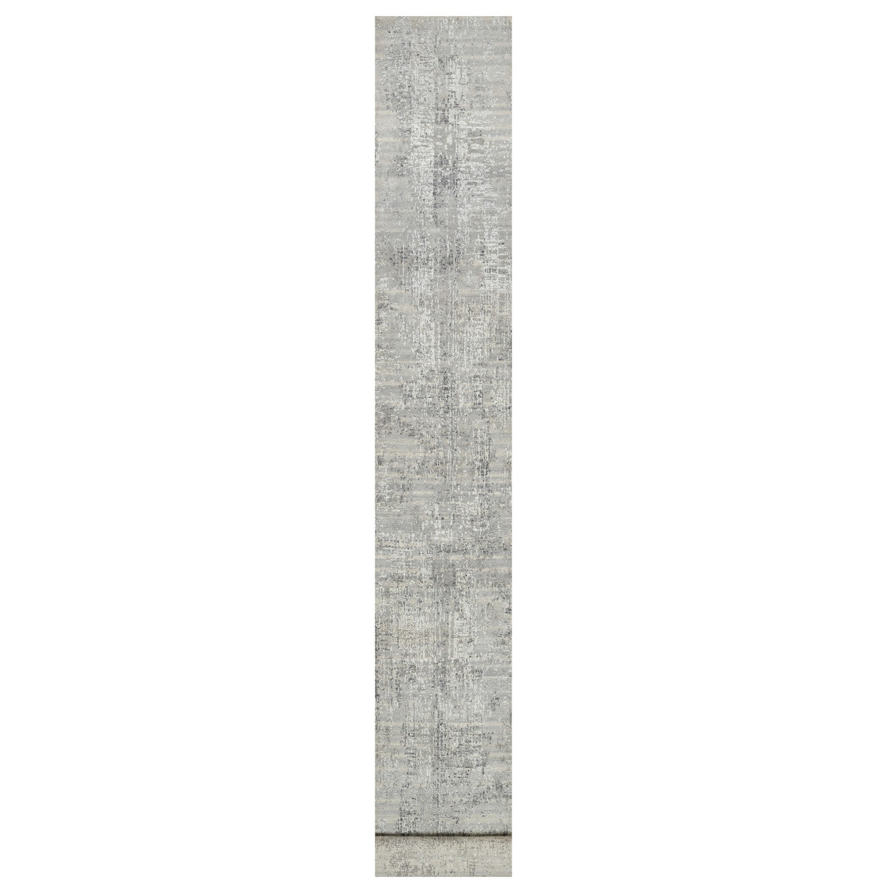 Gray 2'6" x 26'0" Modern and Contemporary Hand knotted Wool Rug - Sku: O090847