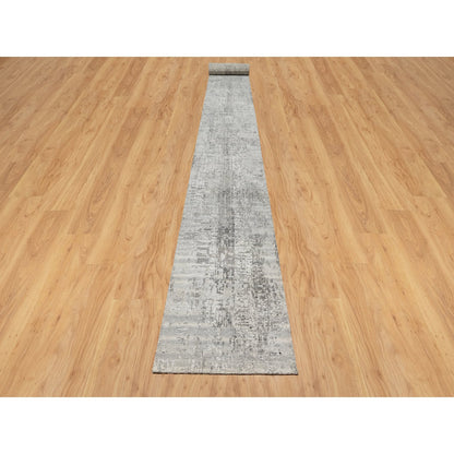 Modern and Contemporary Wool Hand Knotted Rug Grey No Border 2.6X26.0 -O090847