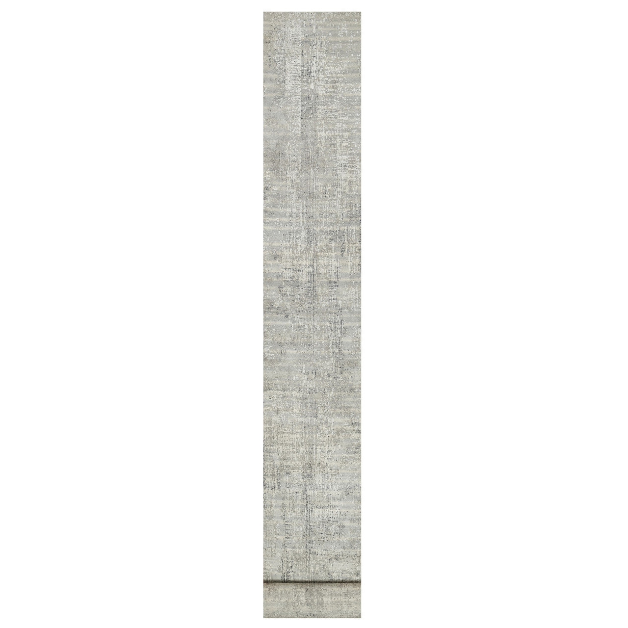 Gray 2'6" x 29'9" Modern and Contemporary Hand knotted Wool Rug - Sku: O090848