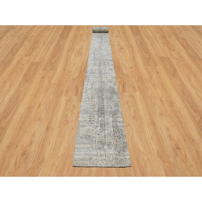 Modern and Contemporary Wool Hand Knotted Rug Grey No Border 2.6X29.9 -O090848