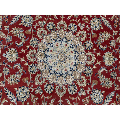 Fine Oriental Wool & Silk Hand Knotted Rug Red 8.9x12.0 -O090869