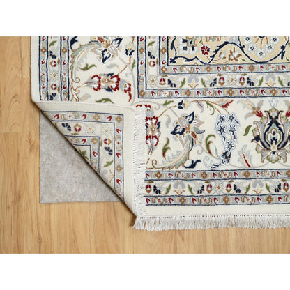 Fine Oriental Wool & Silk Hand Knotted Rug Ivory Spring White 9.9X13.9 -O090871