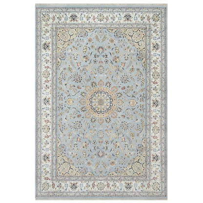 Fine Oriental Wool & Silk Hand Knotted Rug Blue Spring White 9.9X14.3 -O090872