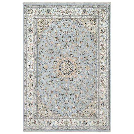 Fine Oriental Wool & Silk Hand Knotted Rug Blue Spring White 9.9X14.3 -O090872