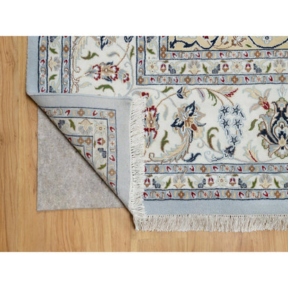 Fine Oriental Wool & Silk Hand Knotted Rug Blue Spring White 9.9X14.3 -O090872