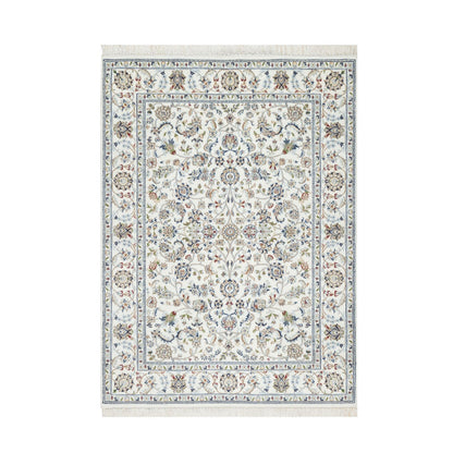 Fine Oriental Wool Hand Knotted Rug Ivory White 5.0X7.0 -O090876