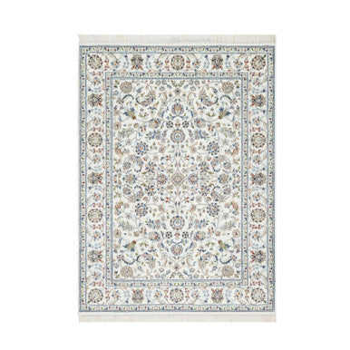 Fine Oriental Wool Hand Knotted Rug Ivory White 5.0X7.0 -O090876