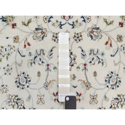 Fine Oriental Wool & Silk Hand Knotted Rug Ivory White 3.4X5.3 -O090890