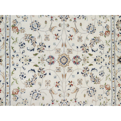Fine Oriental Wool & Silk Hand Knotted Rug Ivory White 3.4X5.3 -O090890