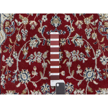 Fine Oriental Wool & Silk Hand Knotted Rug Red White 3.0X5.3 -O090894
