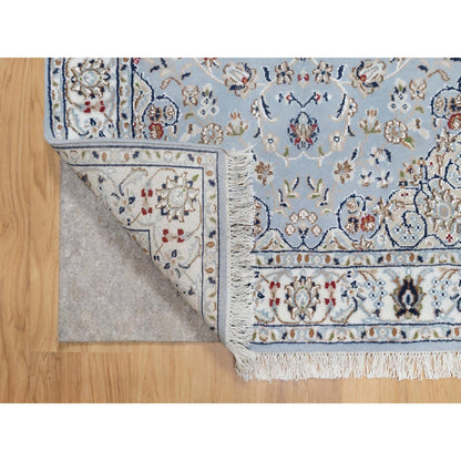 Fine Oriental Wool & Silk Hand Knotted Rug Blue White 3.0X5.2 -O090904