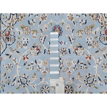 Fine Oriental Wool & Silk Hand Knotted Rug Blue White 3.0X5.2 -O090904