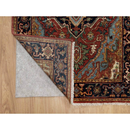 Heriz Wool Hand Knotted Rug Red Blue 2.6X16.0 -O090914