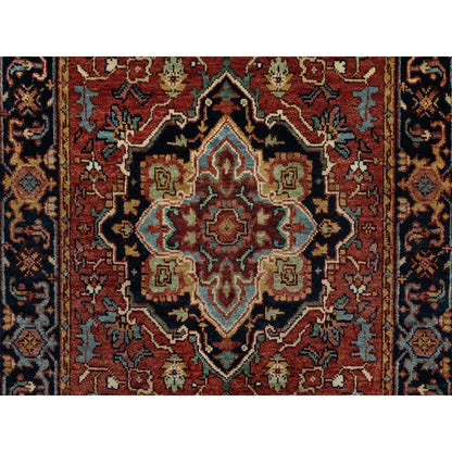 Heriz Wool Hand Knotted Rug Red Blue 2.6X16.0 -O090914