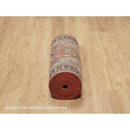 Heriz Wool Hand Knotted Rug Red Blue 2.6X16.0 -O090914