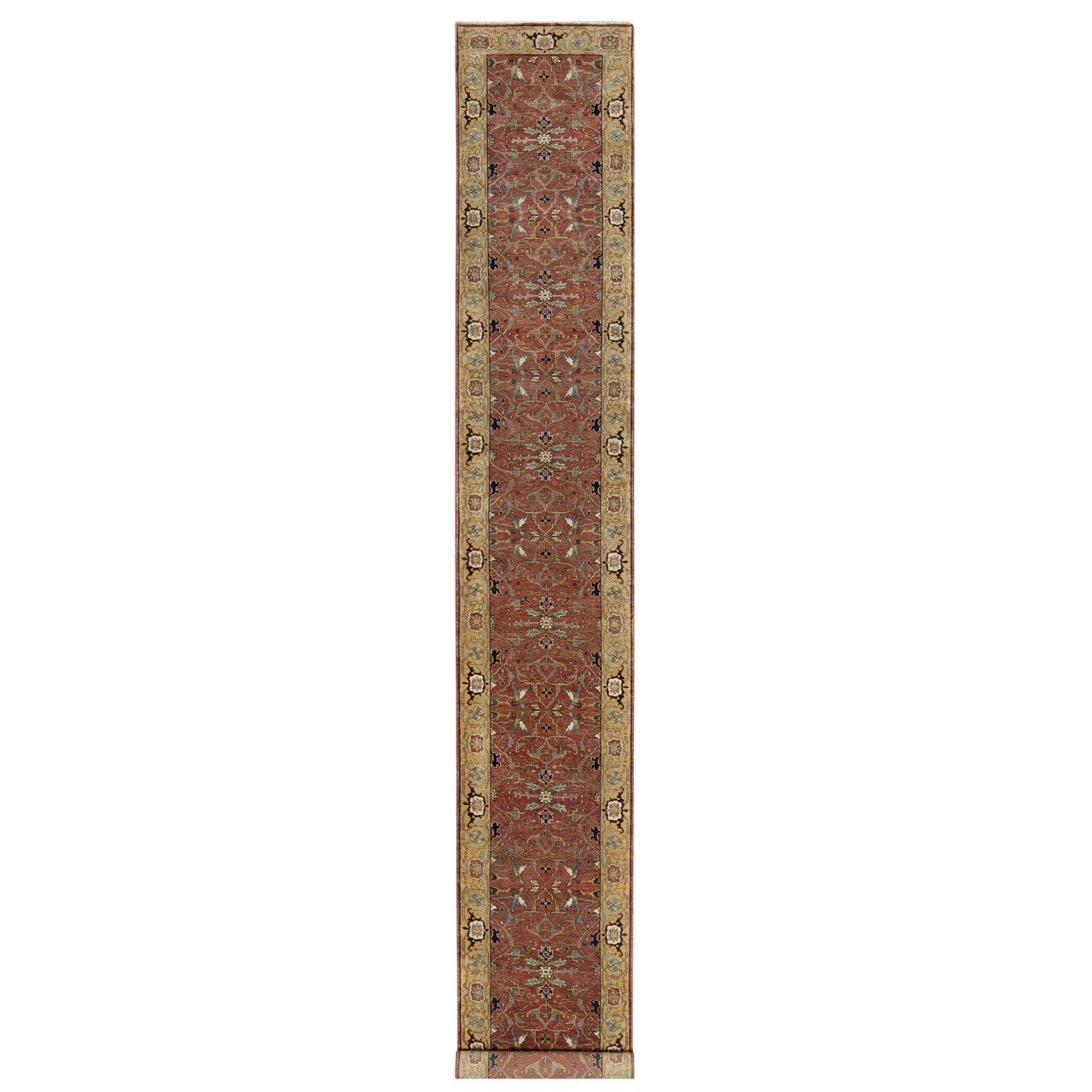Red 2'7" x 18'2" Heriz Hand knotted Wool Rug - Sku: O090915
