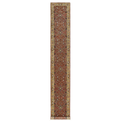 Heriz Wool Hand Knotted Rug Red Gold 2.7X18.2 -O090915