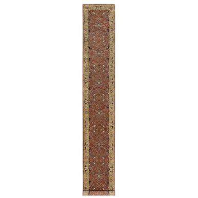 Heriz Wool Hand Knotted Rug Red Gold 2.7X18.2 -O090915