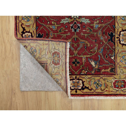 Heriz Wool Hand Knotted Rug Red Gold 2.7X18.2 -O090915