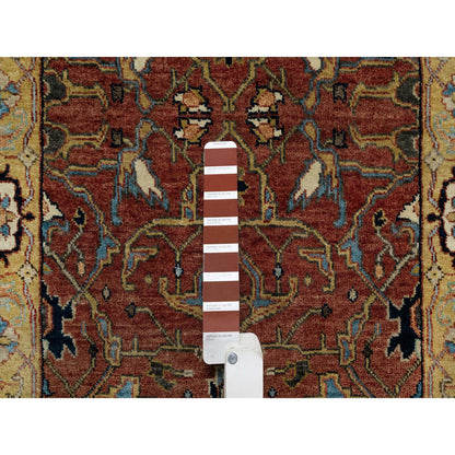 Heriz Wool Hand Knotted Rug Red Gold 2.7X18.2 -O090915