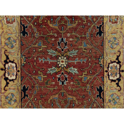 Heriz Wool Hand Knotted Rug Red Gold 2.7X18.2 -O090915