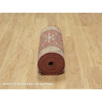 Heriz Wool Hand Knotted Rug Red Gold 2.7X18.2 -O090915