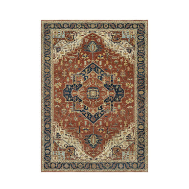 Heriz Wool Hand Knotted Rug Red Blue 5.0X7.2 -O090919