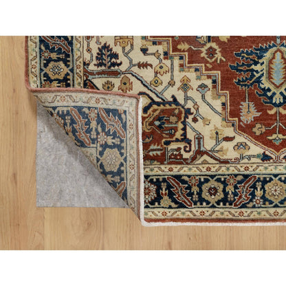 Heriz Wool Hand Knotted Rug Red Blue 5.0X7.2 -O090919