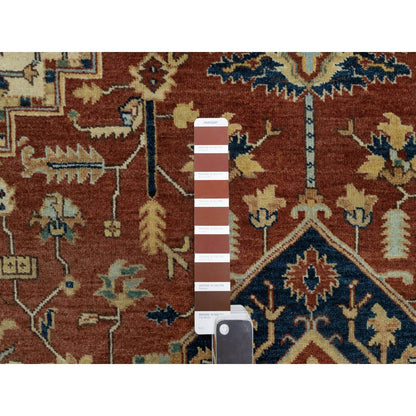 Heriz Wool Hand Knotted Rug Red Blue 5.0X7.2 -O090919