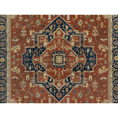 Heriz Wool Hand Knotted Rug Red Blue 5.0X7.2 -O090919