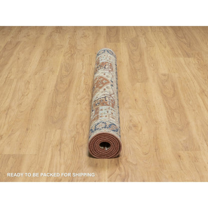Heriz Wool Hand Knotted Rug Red Blue 5.0X7.2 -O090919