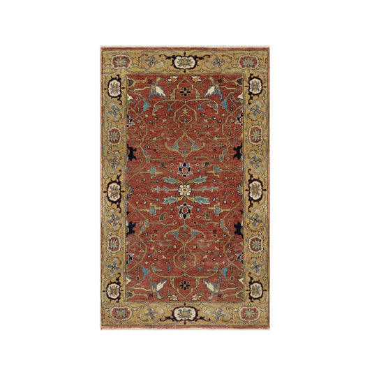 Heriz Wool Hand Knotted Rug Red Gold 3.0X5.1 -O090922