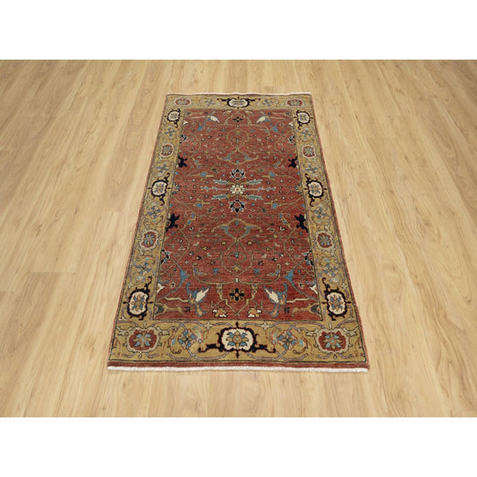 Heriz Wool Hand Knotted Rug Red Gold 3.0X5.1 -O090922
