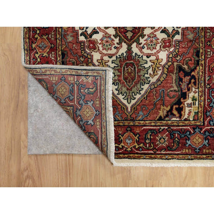 Heriz Wool Hand Knotted Rug Ivory Red 2.6X16.1 -O090924