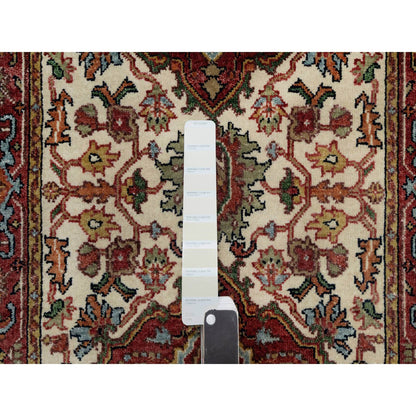 Heriz Wool Hand Knotted Rug Ivory Red 2.6X16.1 -O090924