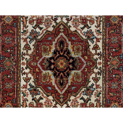 Heriz Wool Hand Knotted Rug Ivory Red 2.6X16.1 -O090924