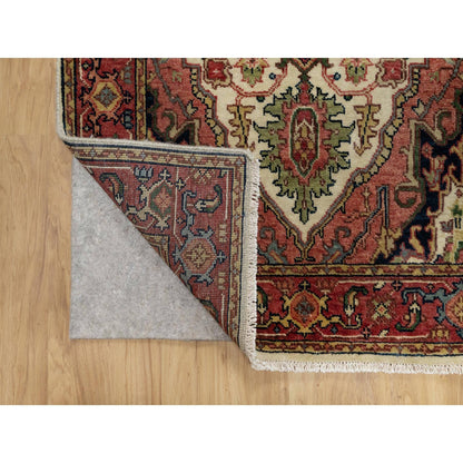 Heriz Wool Hand Knotted Rug Ivory Red 2.8X28.1 -O090927