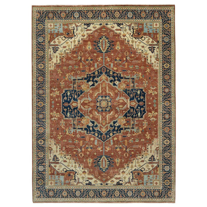 Heriz Wool Hand Knotted Rug Red Blue 8.9X12.1 -O090928