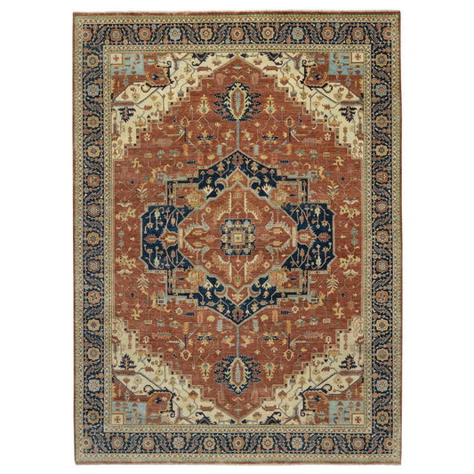 Heriz Wool Hand Knotted Rug Red Blue 8.9X12.1 -O090928