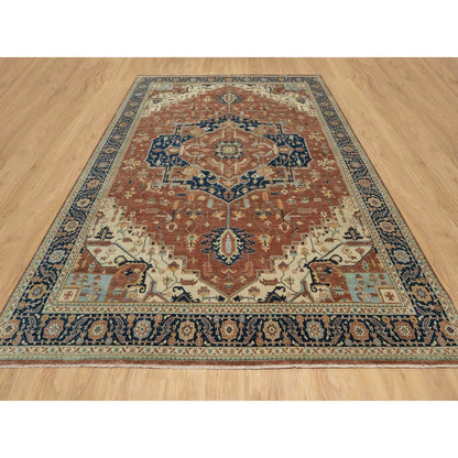 Heriz Wool Hand Knotted Rug Red Blue 8.9X12.1 -O090928