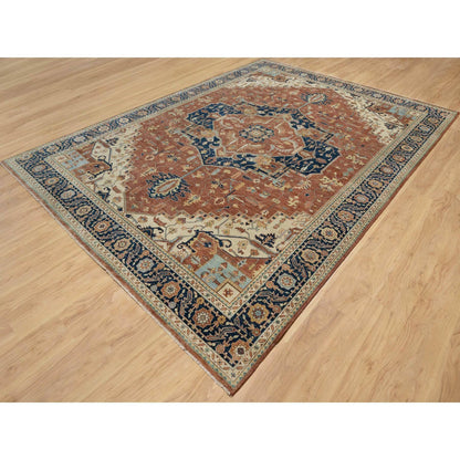 Heriz Wool Hand Knotted Rug Red Blue 8.9X12.1 -O090928