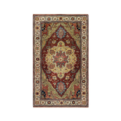 Heriz Wool Hand Knotted Rug Red Ivory 3.2X5.3 -O090931