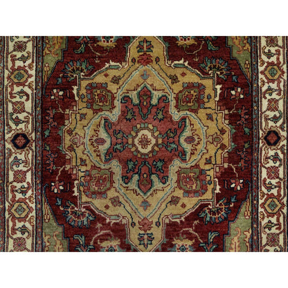 Heriz Wool Hand Knotted Rug Red Ivory 3.2X5.3 -O090931