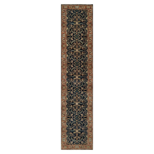 Heriz Wool Hand Knotted Rug Blue Red 2.8X12.1 -O090932
