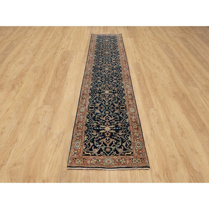 Heriz Wool Hand Knotted Rug Blue Red 2.8X12.1 -O090932