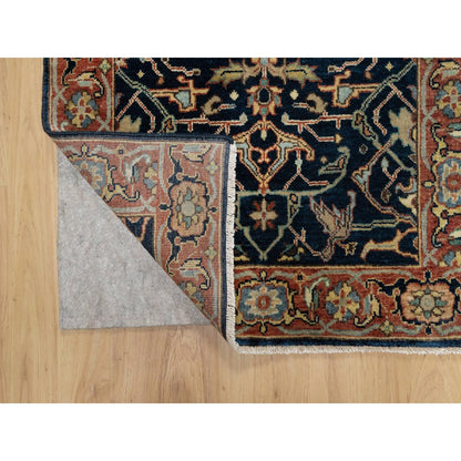 Heriz Wool Hand Knotted Rug Blue Red 2.8X12.1 -O090932