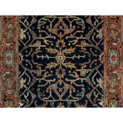 Heriz Wool Hand Knotted Rug Blue Red 2.8X12.1 -O090932
