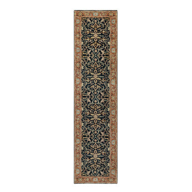 Heriz Wool Hand Knotted Rug Blue Red 2.6X10.1 -O090933