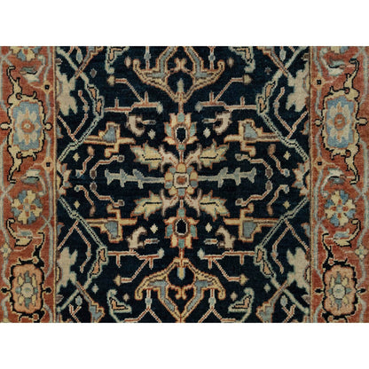 Heriz Wool Hand Knotted Rug Blue Red 2.6X10.1 -O090933