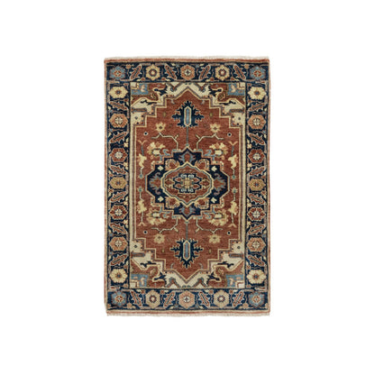 Heriz Wool Hand Knotted Rug Red Blue 2.0X3.2 -O090936